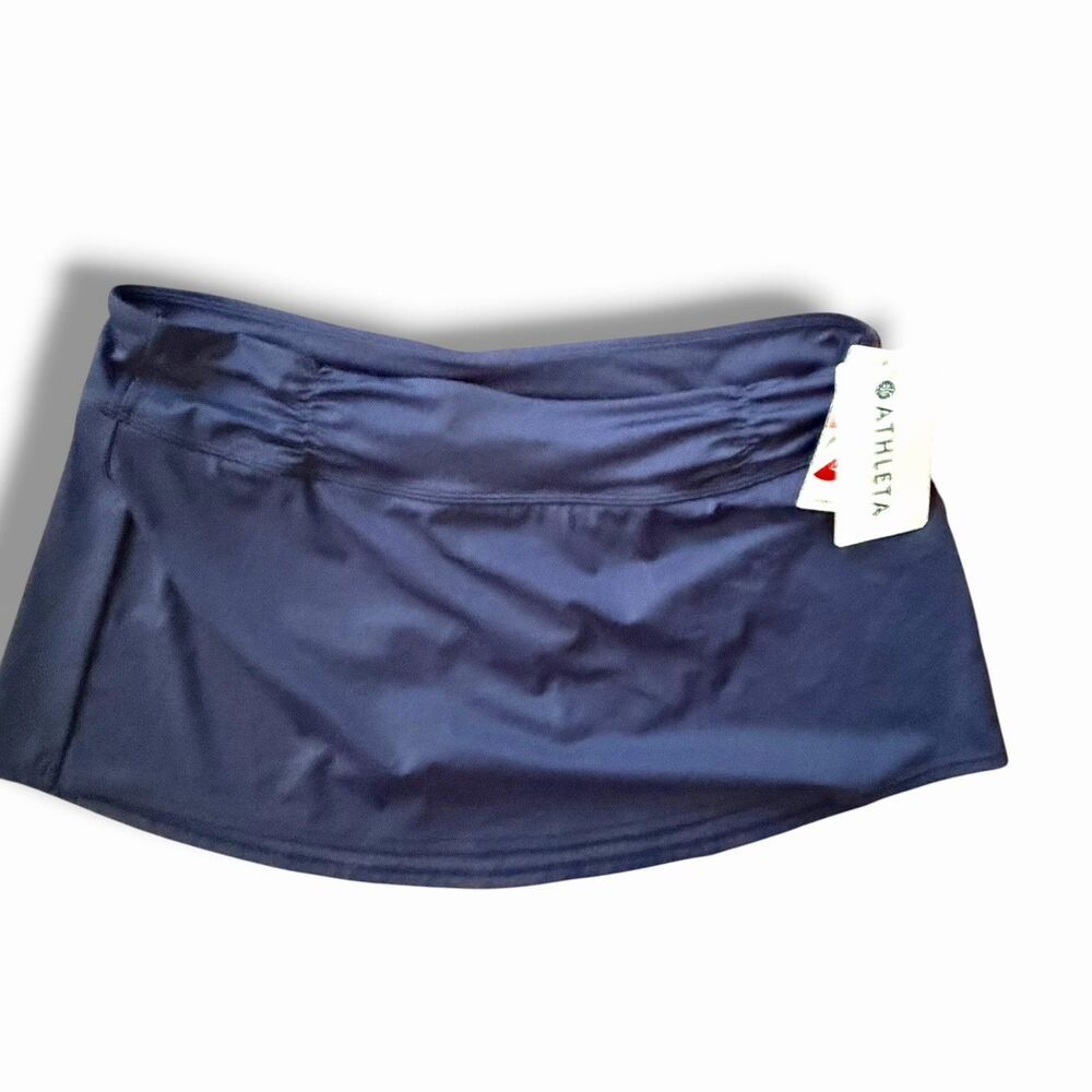 NEW Athleta High Neck Bra Cup Loop Tankini Top 40D/DD Navy Blue Skirt Swimsuit - Picture 15 of 16